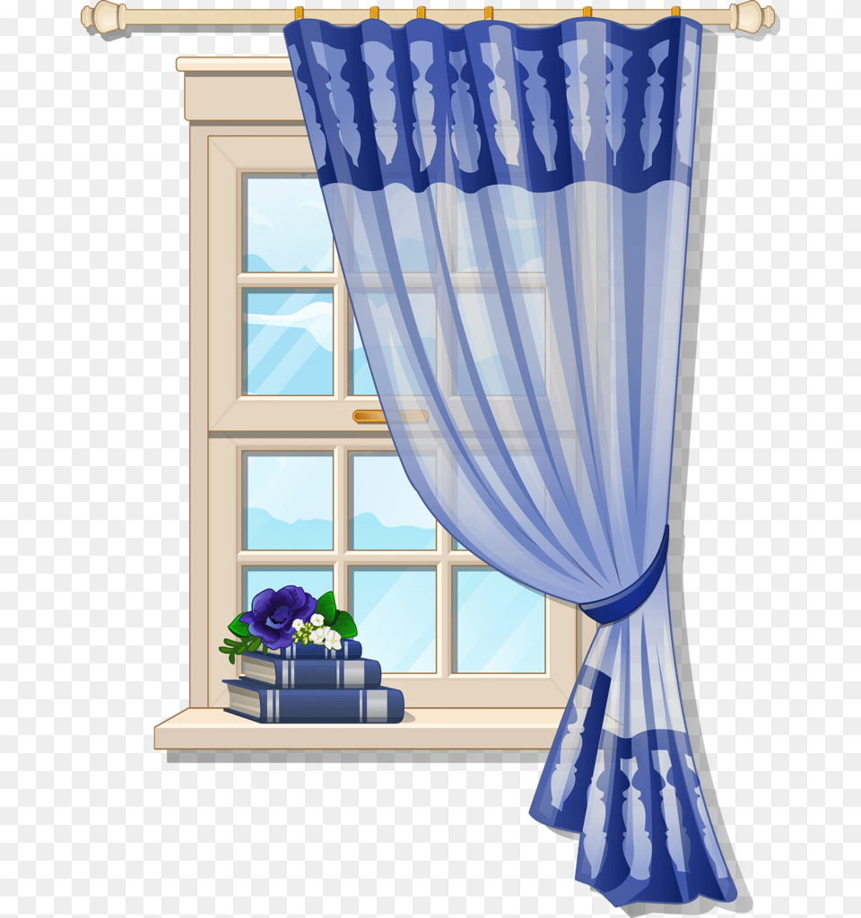 Clip Art Doll Houses And Dibujo De Ventanas Con Cortinas, Curtain, Window, Windowsill Free Png