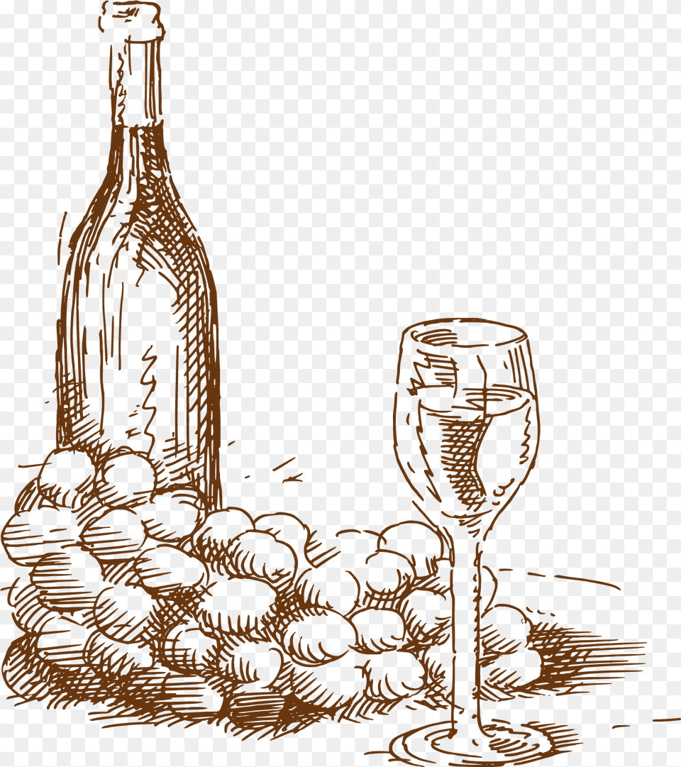Clip Art Drawings Of Wine Bottles Wine Grapes Glass Bottle Drawing, Alcohol, Beverage, Liquor, Wine Bottle Png Image