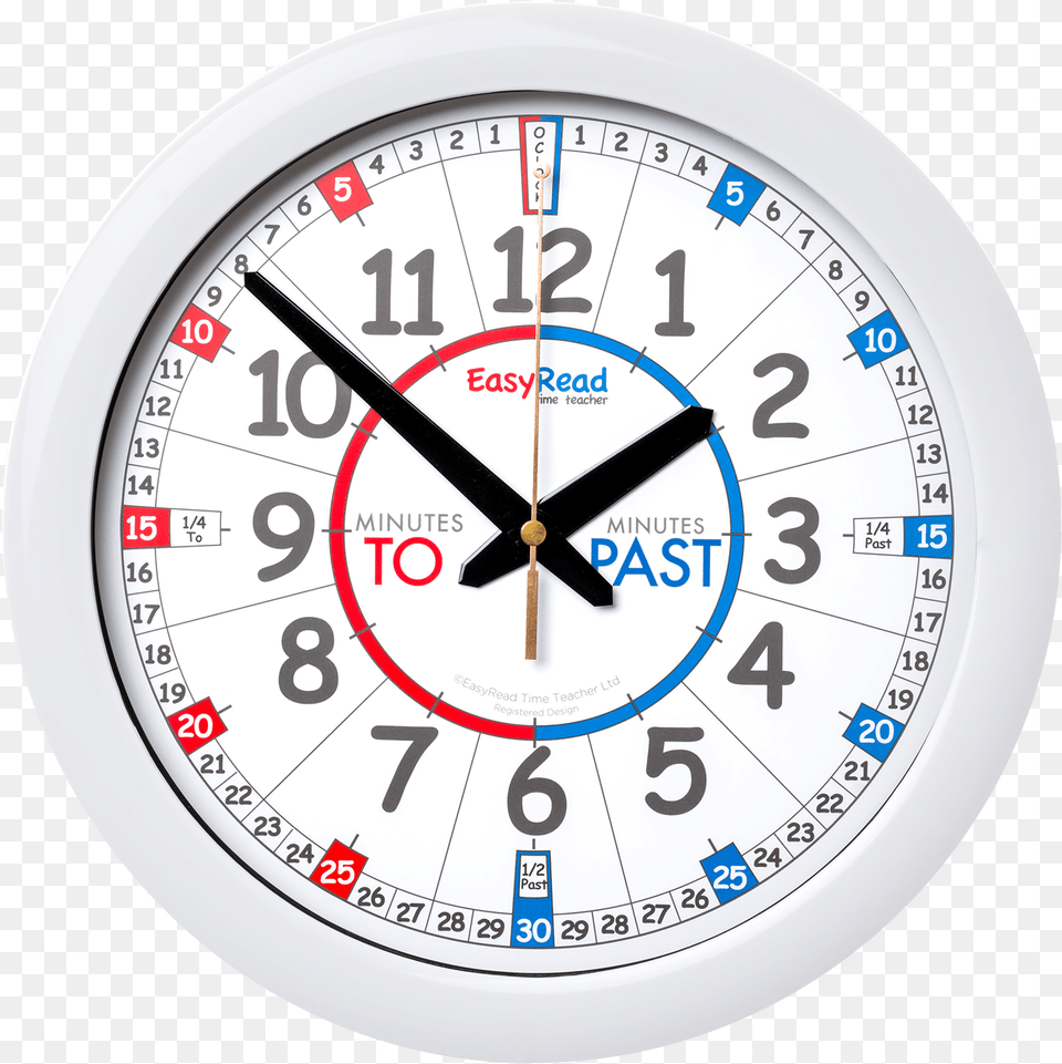 Clip Art Easyread Time Teacher Past Clock Display With Minutes, Analog Clock, Wall Clock, Device, Grass Free Png Download