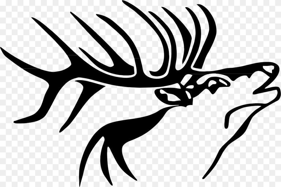 Clip Art Elk Head Silhouette Clip Art Bull Elk Clip Art, Stencil, Antler, Animal, Fish Png Image
