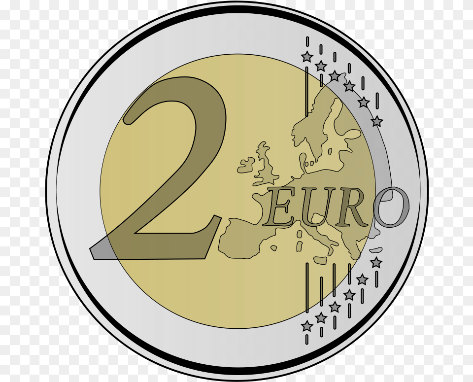 Clip Art Euro Coin Computer 2 Euro Coin, Text, Number, Symbol, Disk Png