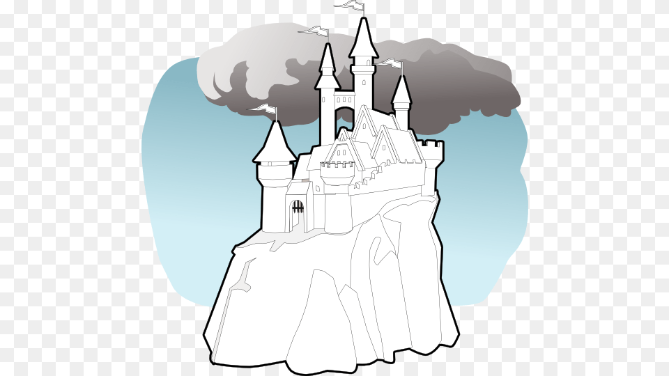 Clip Art Fairy Tale Castle Black White Line Art, Architecture, Tower, Building, Spire Png