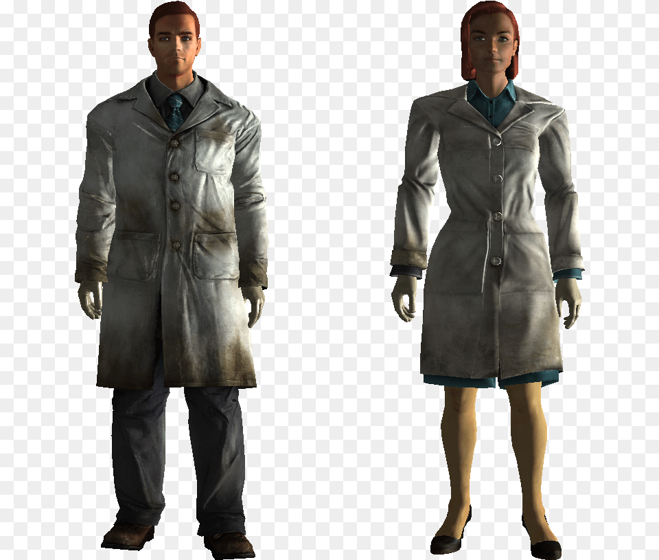 Clip Art Fallout 4 Lab Coat Female Powder Ganger, Clothing, Overcoat, Adult, Person Free Transparent Png
