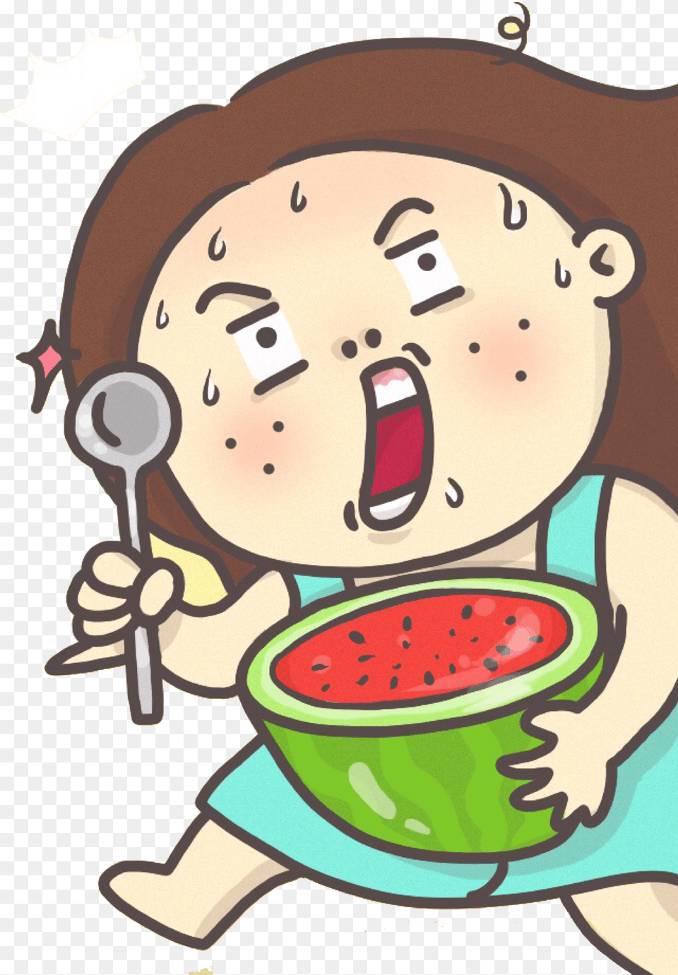 Clip Art Fat Girl Eating, Cutlery, Food, Fruit, Plant Png Image
