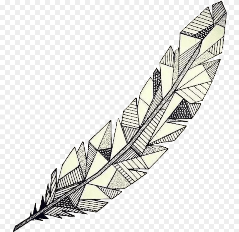 Clip Art Feather Sketch Geometric Feather Tattoo, Leaf, Plant, Accessories, Fern Png Image