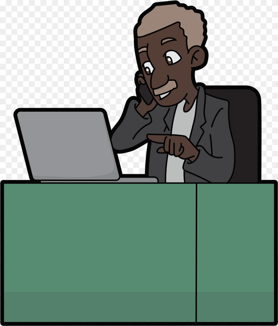 Clip Art File Black Business On Cartoon, Laptop, Computer, Electronics, Pc Free Transparent Png
