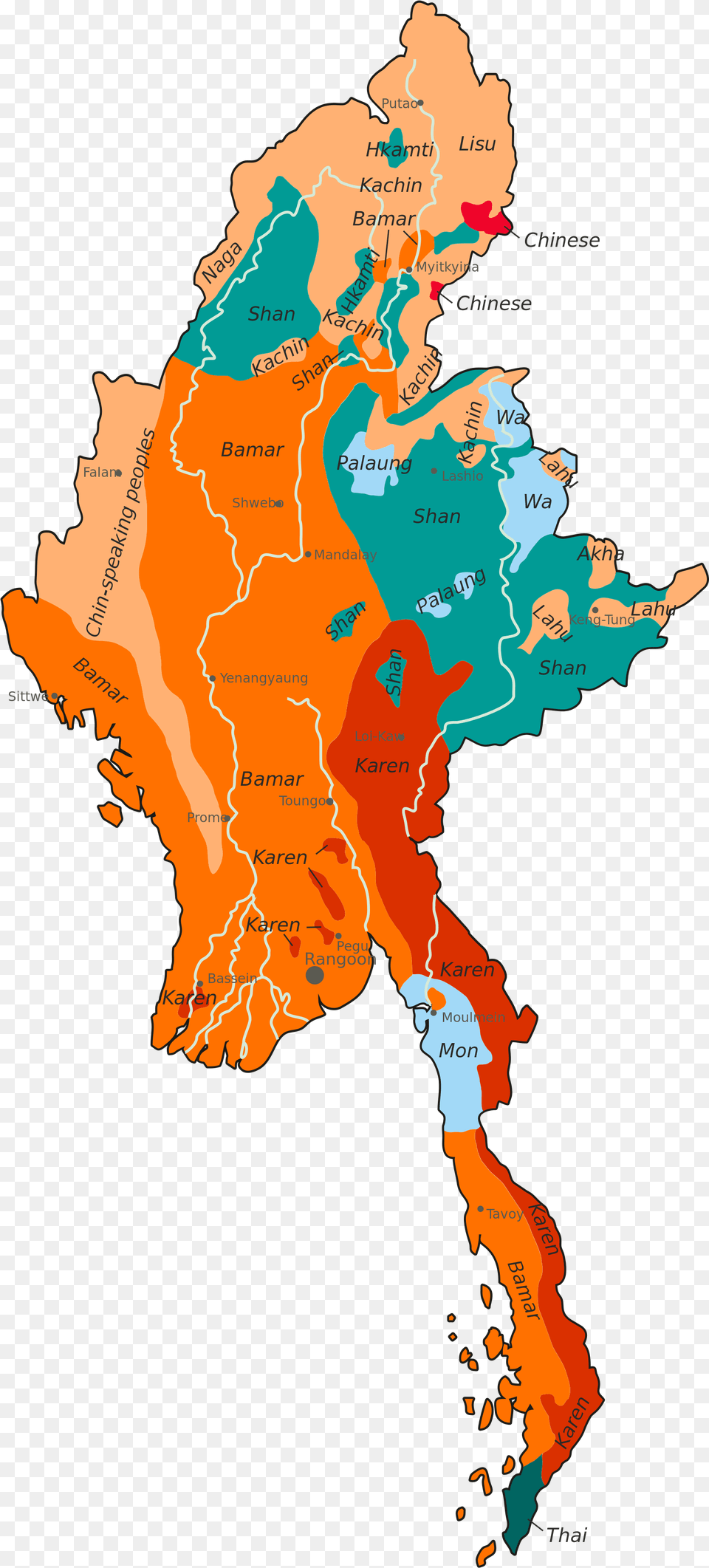 Clip Art File Ethnolinguistic Of En Burma Ethnic Groups Map, Chart, Plot, Atlas, Diagram Free Png Download