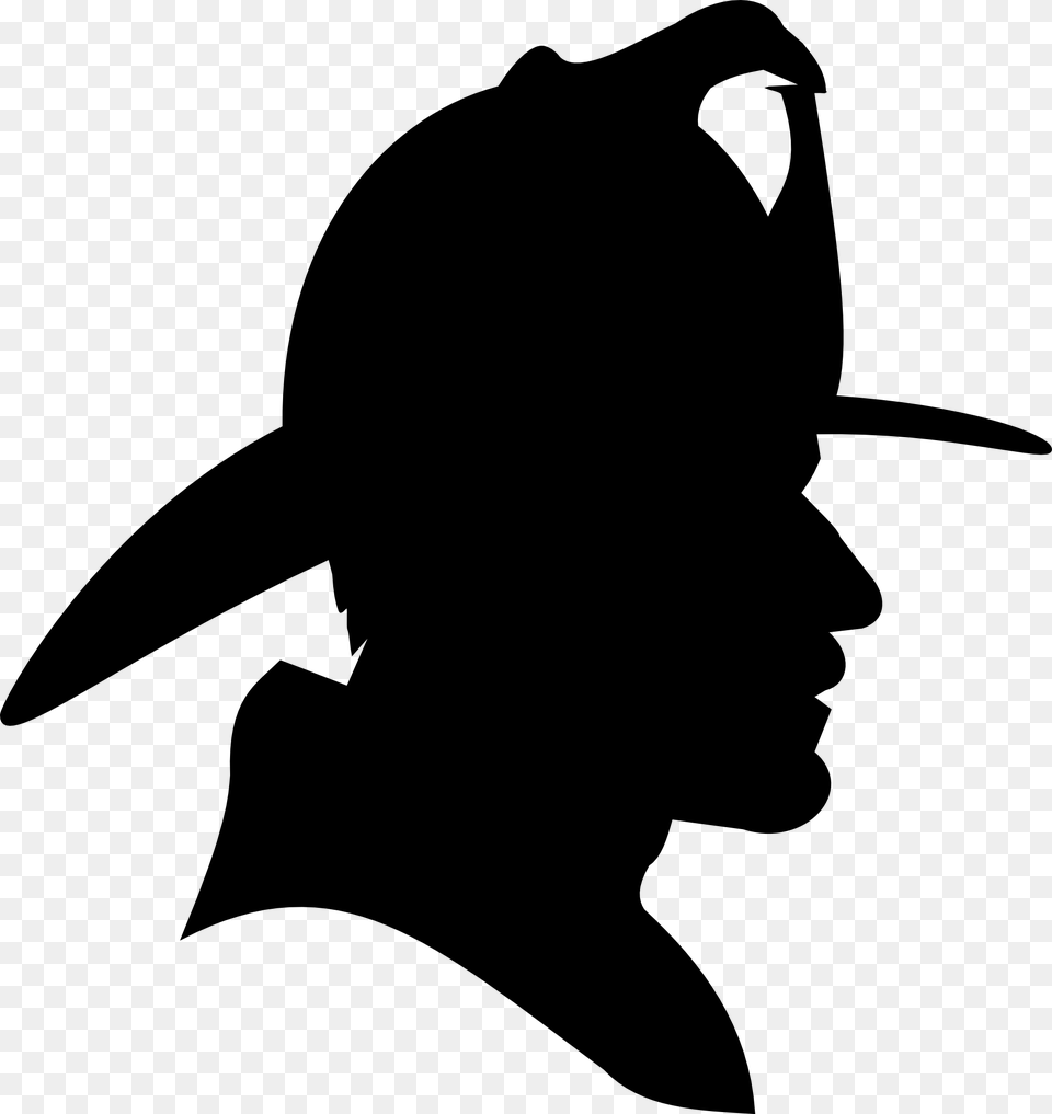 Clip Art Fire Helmet Silhouette Firefighter Profile Silhouette, Stencil, Hat, Clothing, Cap Free Transparent Png