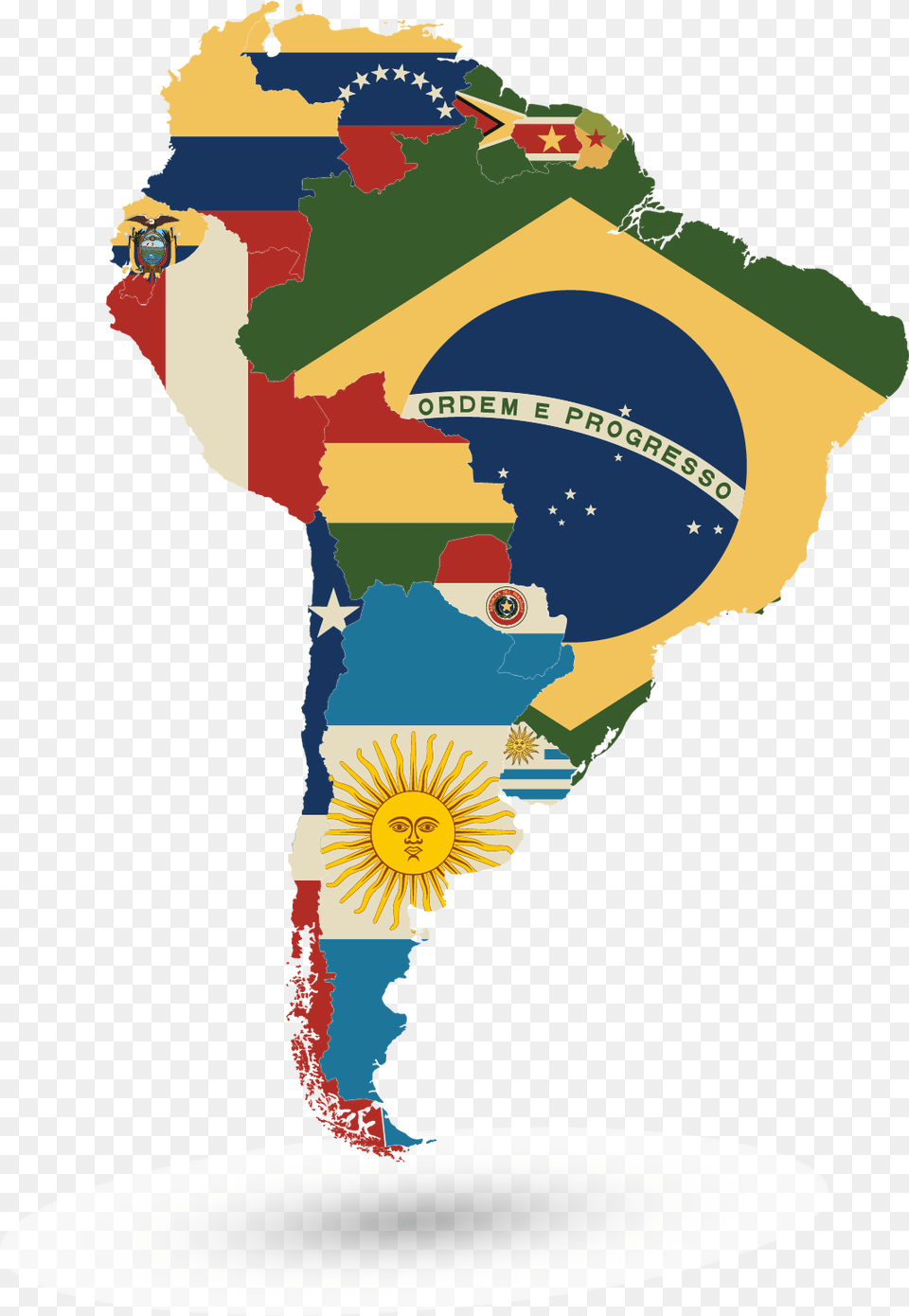 Clip Art Flag Of South America South America Map Small, Chart, Plot, Atlas, Diagram Free Png Download