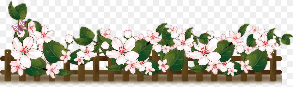 Clip Art Flower Fence Flowers Fence, Plant, Cherry Blossom, Geranium Free Transparent Png