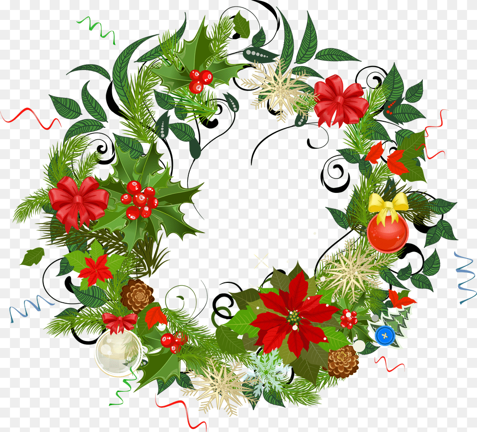Clip Art Folha De Natal Marco Floral Redondo, Floral Design, Graphics, Pattern, Wreath Png Image