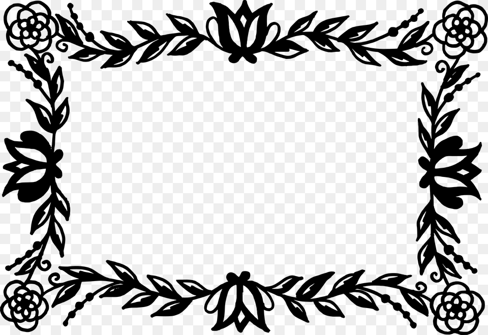 Clip Art Frame Wreath Rectangular Floral Border Black And White, Floral Design, Graphics, Pattern, Stencil Png Image
