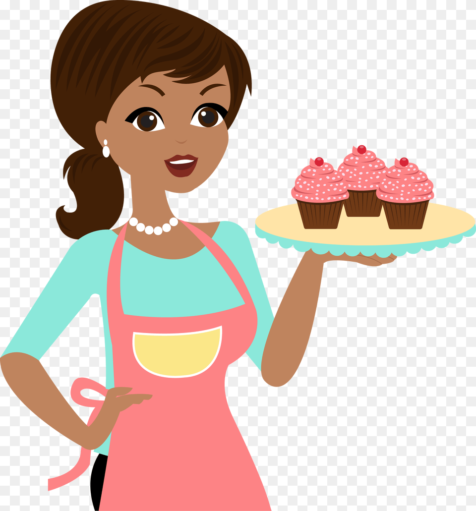 Clip Art Female Chef Clipart Chefe De Cozinha Mulher Em Desenho, Cake, Cream, Cupcake, Dessert Free Png Download