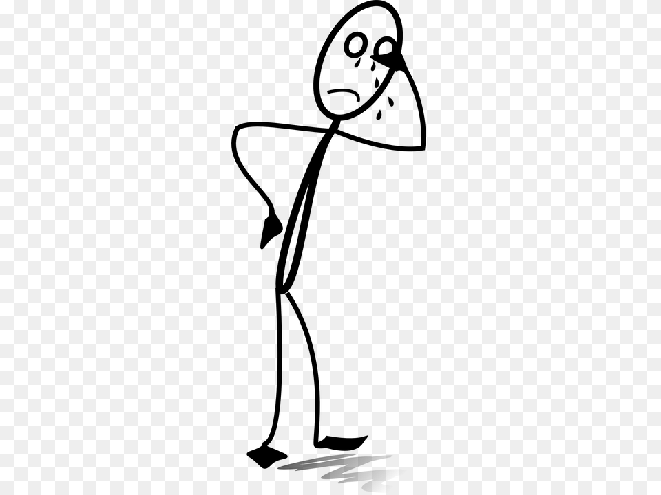 Clip Art Free Vector Graphic Sad Crying Stickman Stick Figure, Gray Png Image