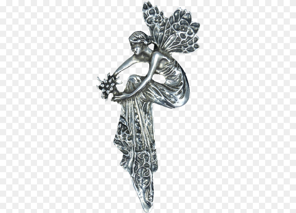 Clip Art Freeuse Library Pin Art Nouveau Style Art Nouveau Fairy Brooch Sterling, Cross, Symbol, Accessories, Silver Free Png