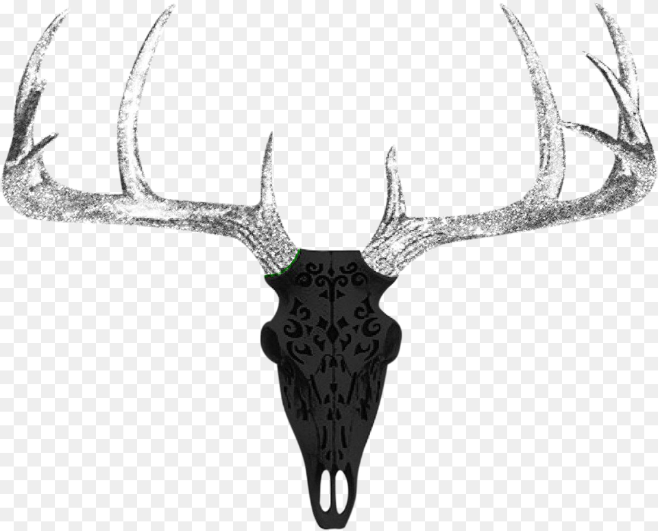 Clip Art Glitter Deer Head Painted Black Deer Skull, Antler, Animal, Mammal, Wildlife Free Png