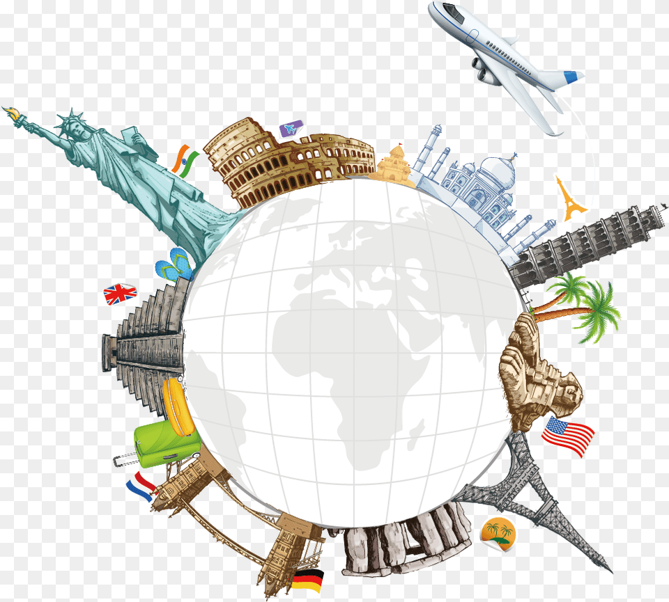 Clip Art Global Transprent Vector Around The World, Aircraft, Airplane, Transportation, Vehicle Png