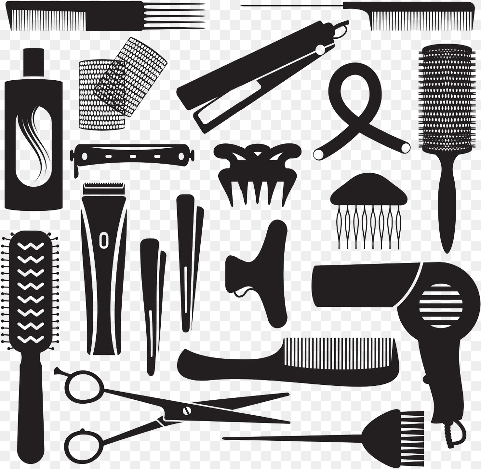 Clip Art Hair Silhouettes Imagen Para Cartel De Peluqueria, Scissors, Brush, Device, Tool Free Png Download