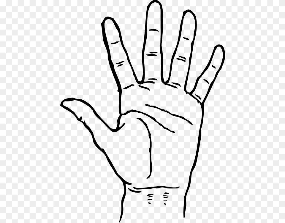 Clip Art Hand Palm Facing Out Black White Line, Body Part, Finger, Person, Clothing Free Png Download