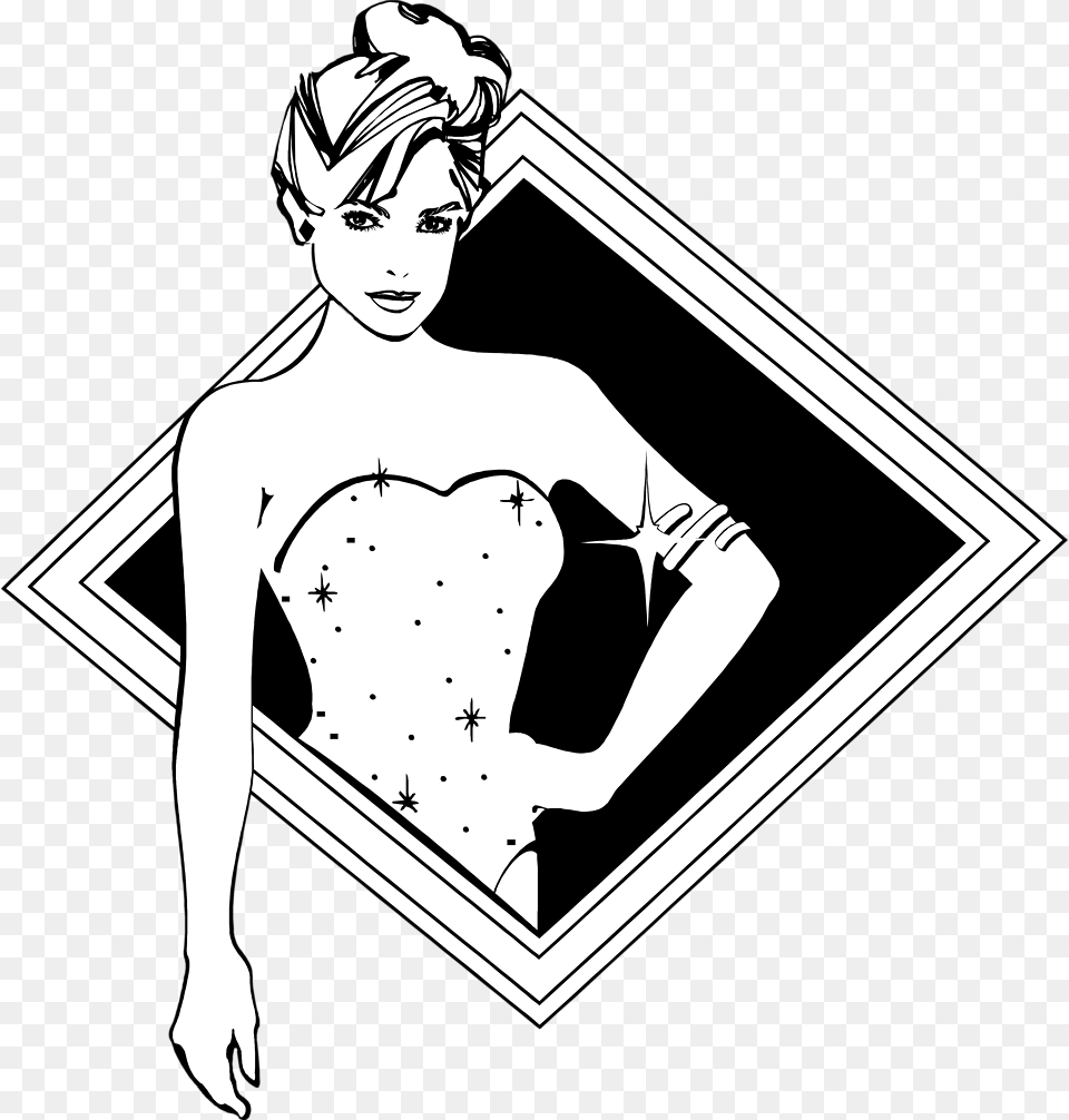 Clip Art Hd Line Art Ladies Fancy Dress, Stencil, Adult, Female, Person Free Transparent Png