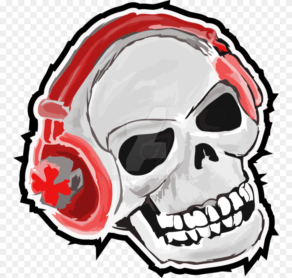 Clip Art Headphones Skeleton Clip Art Skull With Red Headphones, Clothing, Hardhat, Helmet Png