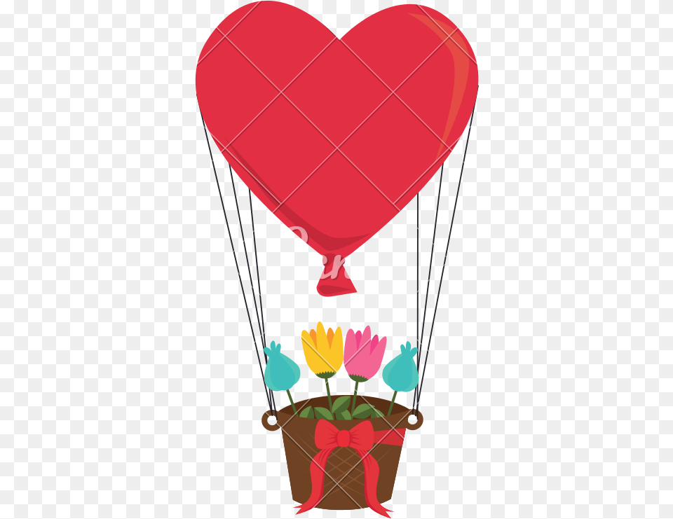 Clip Art Heart Hot Air Balloon Heart Shape Parachute, Plant, Potted Plant, Aircraft, Transportation Free Png Download