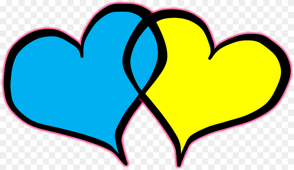 Clip Art Heart Outline Wedding Hearts Blue And Yellow Heart, Bow, Weapon Free Transparent Png