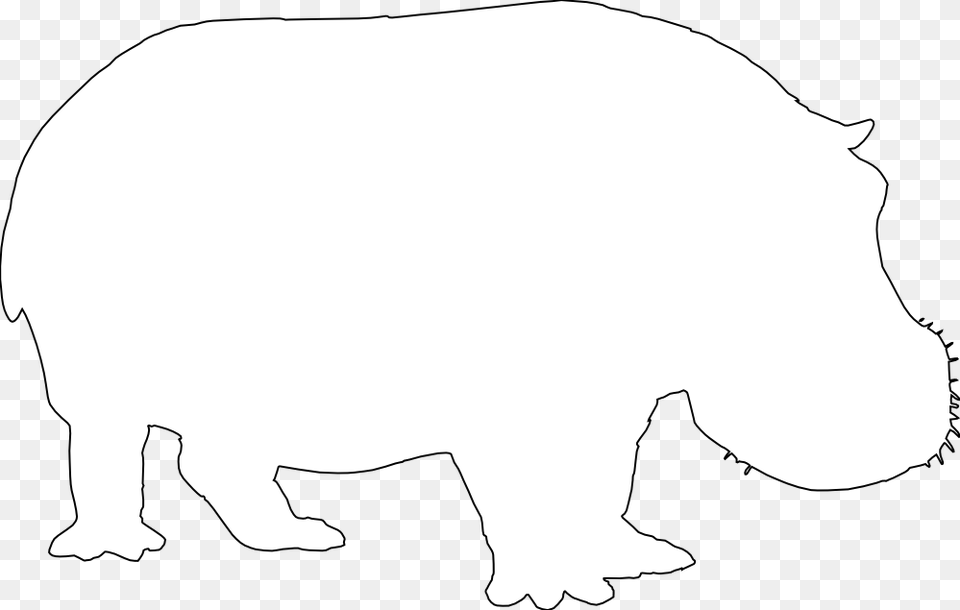 Clip Art Hippo Silhouette Black White Line Art, Animal, Mammal, Wildlife, Fish Png
