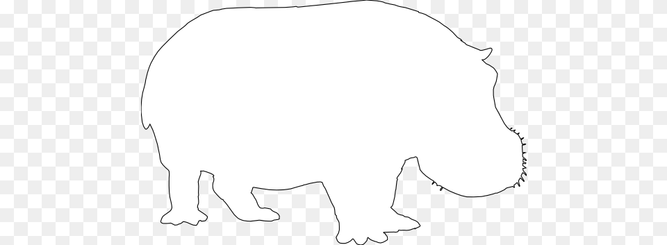 Clip Art Hippo Silhouette Black White Line Art, Animal, Mammal, Wildlife Free Transparent Png