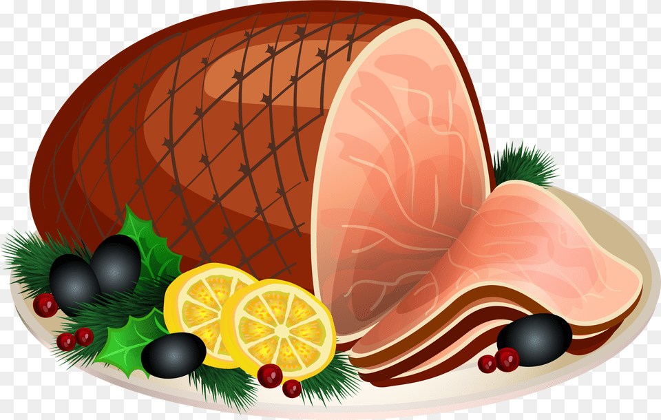 Clip Art Holiday Food Clipart Clipart Ham Black And White, Meat, Pork, Meal Free Png Download