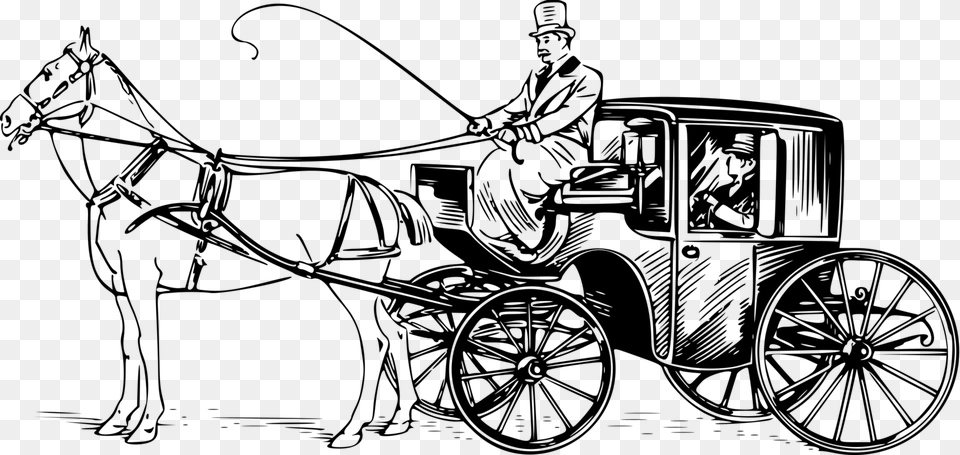 Clip Art Horse Drawn Wagon Clip Art Horse Drawn Carriage Drawing, Gray Free Png