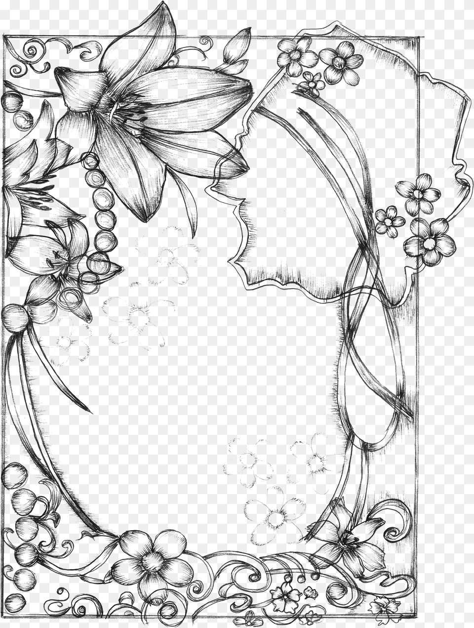 Clip Art How To Draw A Border Flower Design Drawing, Gray Png