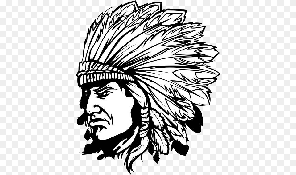 Clip Art Image Purepng Indian Chief Clipart Black And White, Person, Drawing, Face, Head Free Png