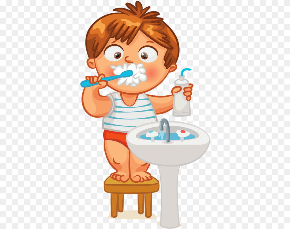 Clip Art Kid Brush Teeth Clock Time Brush Your Teeth Clipart, Basin, Baby, Person, Face Free Png