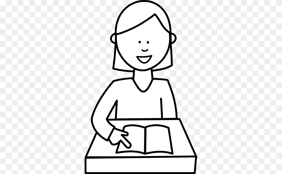 Clip Art Kids Reading Clipart Black And White Clkhhbw, Stencil, Baby, Person, Face Free Png Download