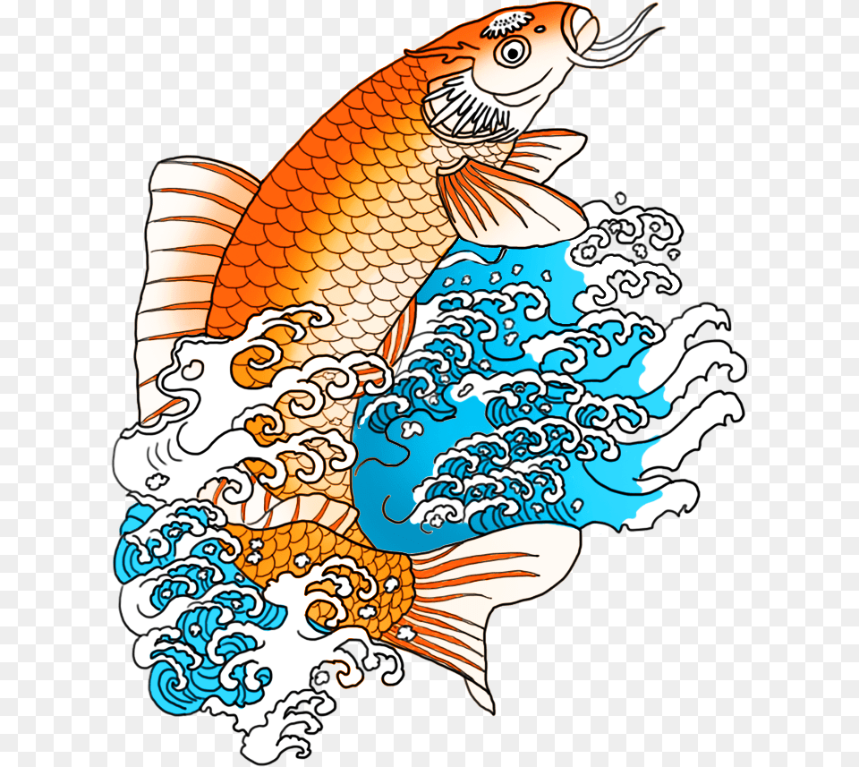 Clip Art Koi Fish Drawing, Animal, Sea Life, Pattern, Bird Free Png Download