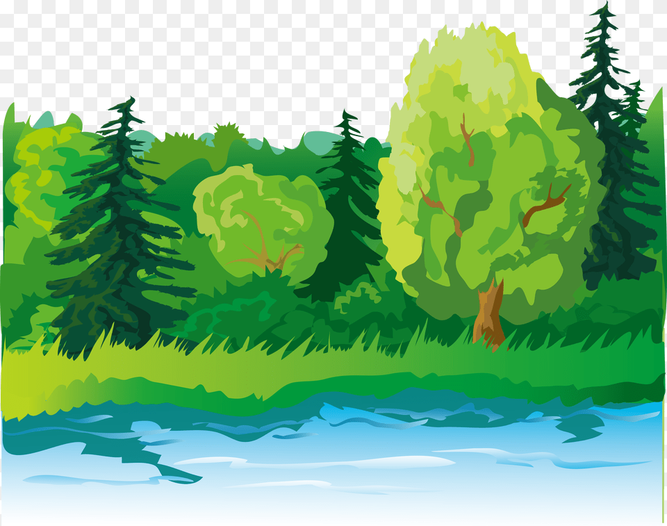 Clip Art Lake Trees Cartoon Trees And Lake, Vegetation, Tree, Plant, Green Png Image