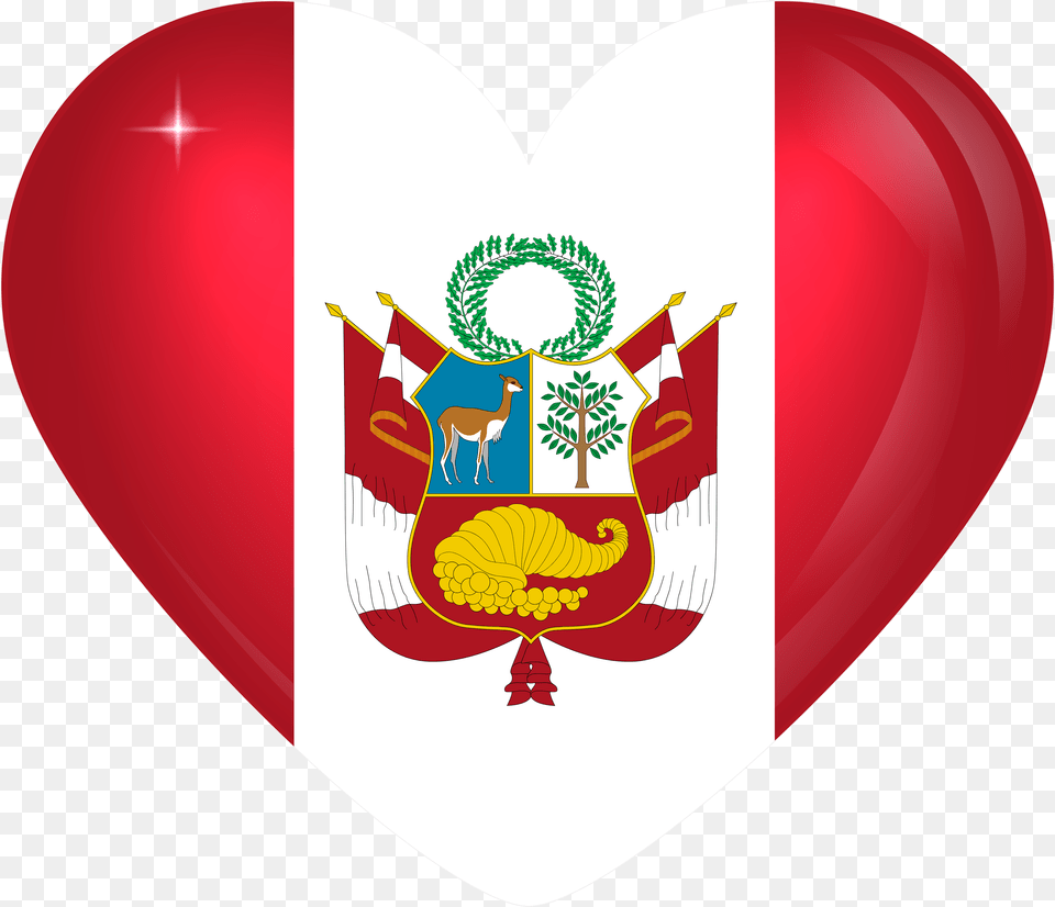Clip Art Large Heart Flag Gallery Peru Flag Emblem, Balloon, Logo Free Png Download