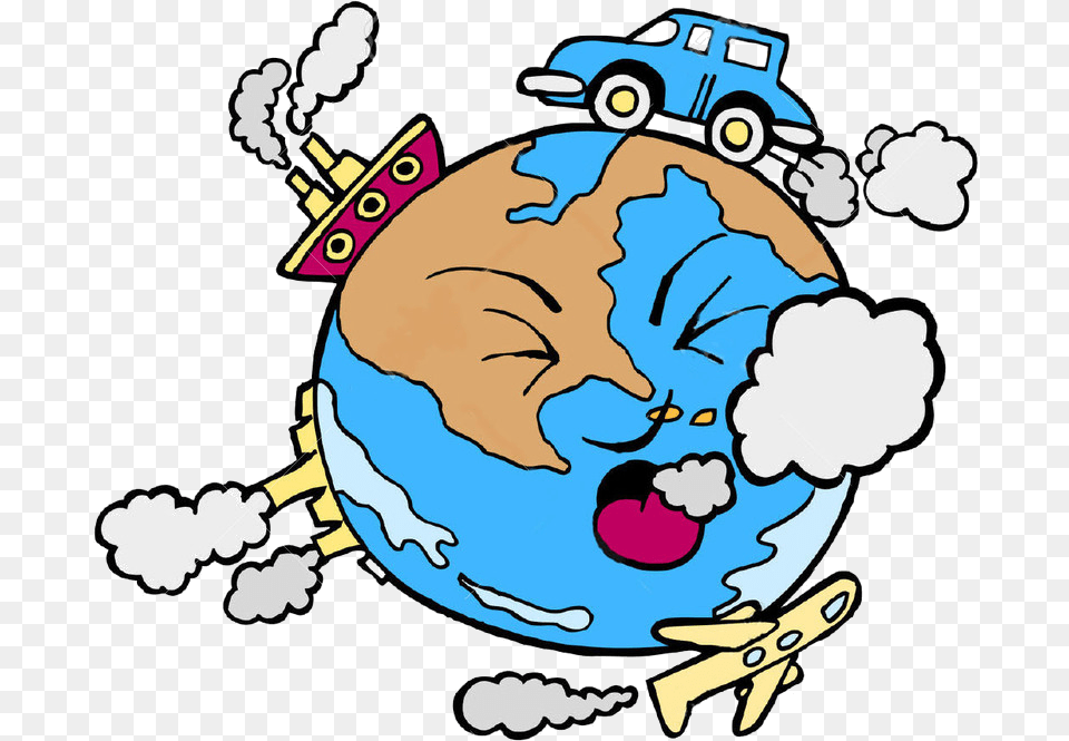 Clip Art Library Library Collection Of Effecter Air Pollution In Cartoon, Astronomy, Planet, Outer Space, Globe Png