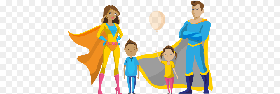 Clip Art Library Library Discussion Guide Stopbedwetting Superhero Family Clipart, Adult, Publication, Balloon, Book Free Transparent Png