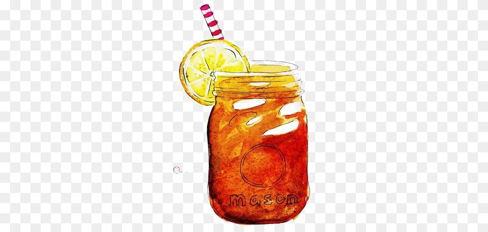 Clip Art Library Library Drink Drawing Iced Tea Watercolor Clipart Sweet Tea, Jar, Food, Ketchup Png