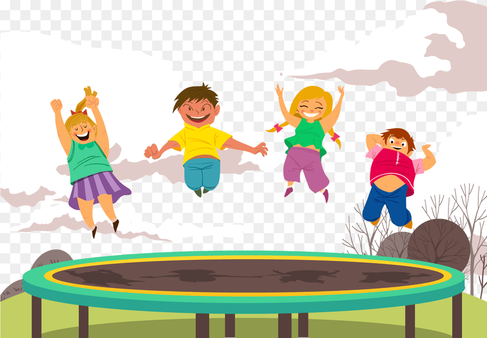 Clip Art Library Stock Child Trampolining Happy Children Kids Trampoline, Baby, Person, Face, Head Png Image
