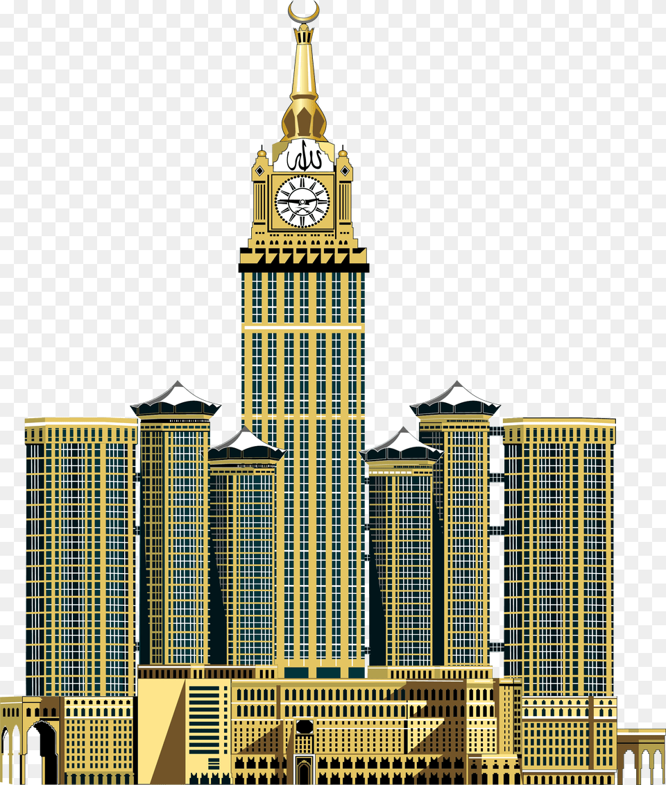 Clip Art Mecca Skyline Saudi National Day, Architecture, Building, City, Clock Tower Png