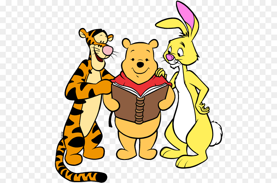 Clip Art Mixed Group Clip Art Winnie The Pooh Reading Book, Animal, Bear, Mammal, Wildlife Free Png Download