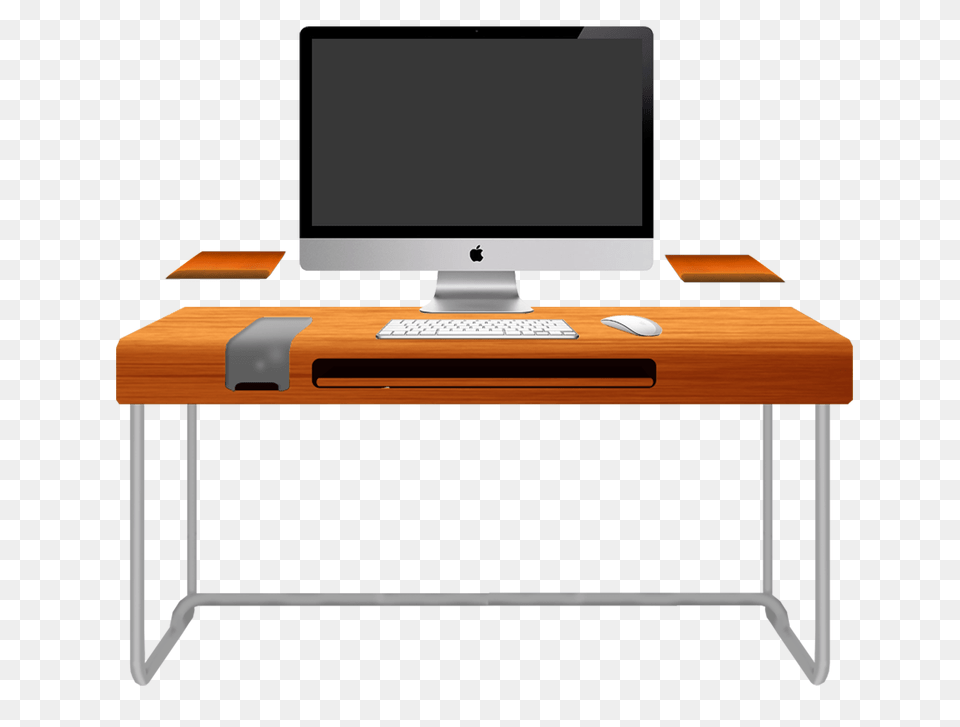 Clip Art Modern Orange Computer Desk Design With Black Keyboard Free Transparent Png