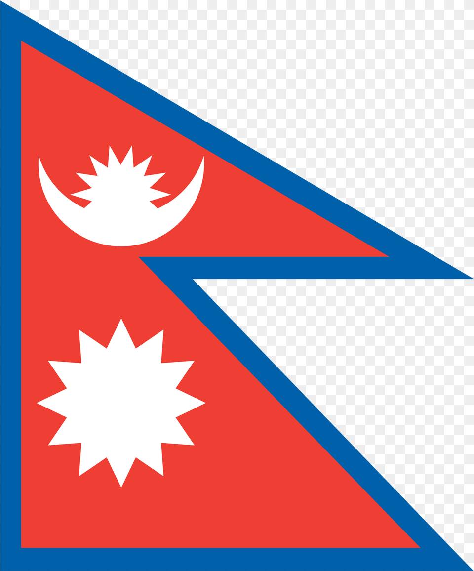 Clip Art Nepal Svg Blue Flag With Red And White, Triangle Free Png