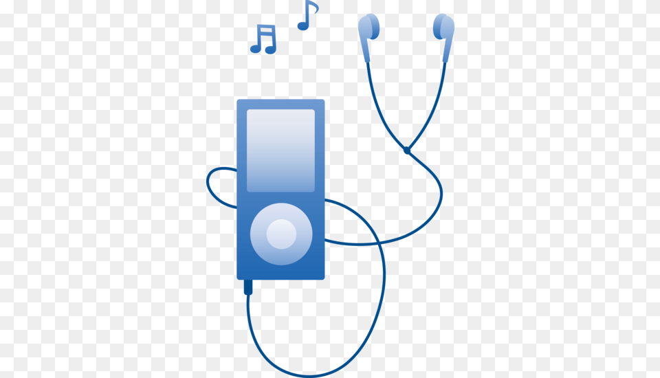 Clip Art Of A Cool Blue Player With Ear Buds And Musical, Electronics, Ipod Free Transparent Png