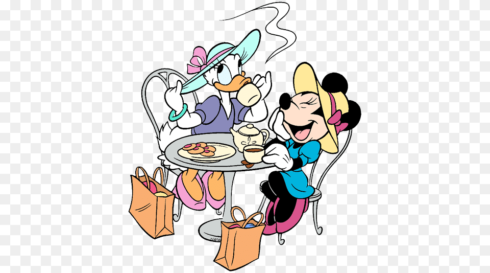 Clip Art Of Bffs Minnie And Daisy Taking A Shopping Break, Clothing, Hat, Accessories, Bag Free Transparent Png