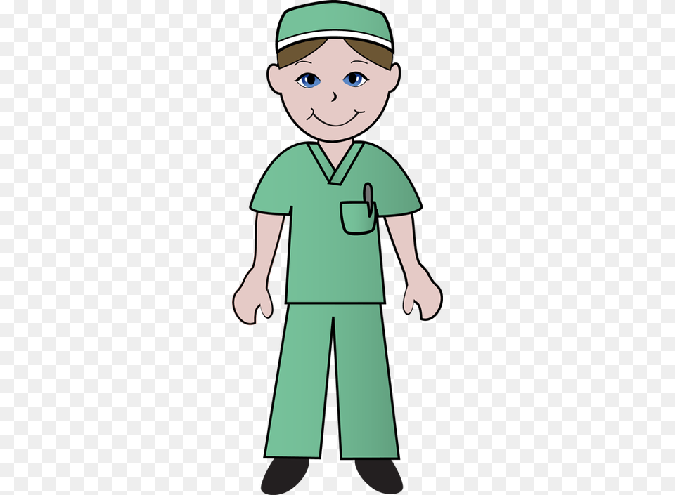 Clip Art Of Doctors And Nurses Nurse In Green Scrubs, Baby, Person, Face, Head Free Png Download