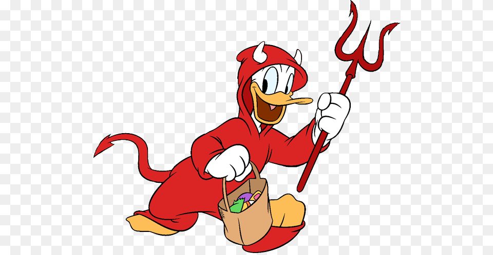 Clip Art Of Donald Duck As A Devil Trick Or Treating On Halloween, Cartoon, Baby, Person Free Png